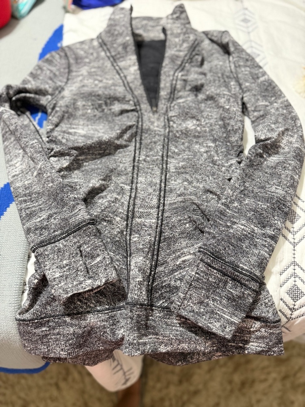 lululemon athletica Black and White Marled Zip Hoodie